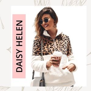 SMALL Leopard Sherpa Pullover Sweatshirt with Pocket